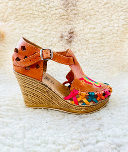 butterfly leather wedge