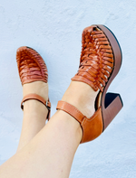 Load image into Gallery viewer, cognac leather high heels

