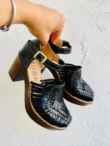 black high heel huaraches shorter heel