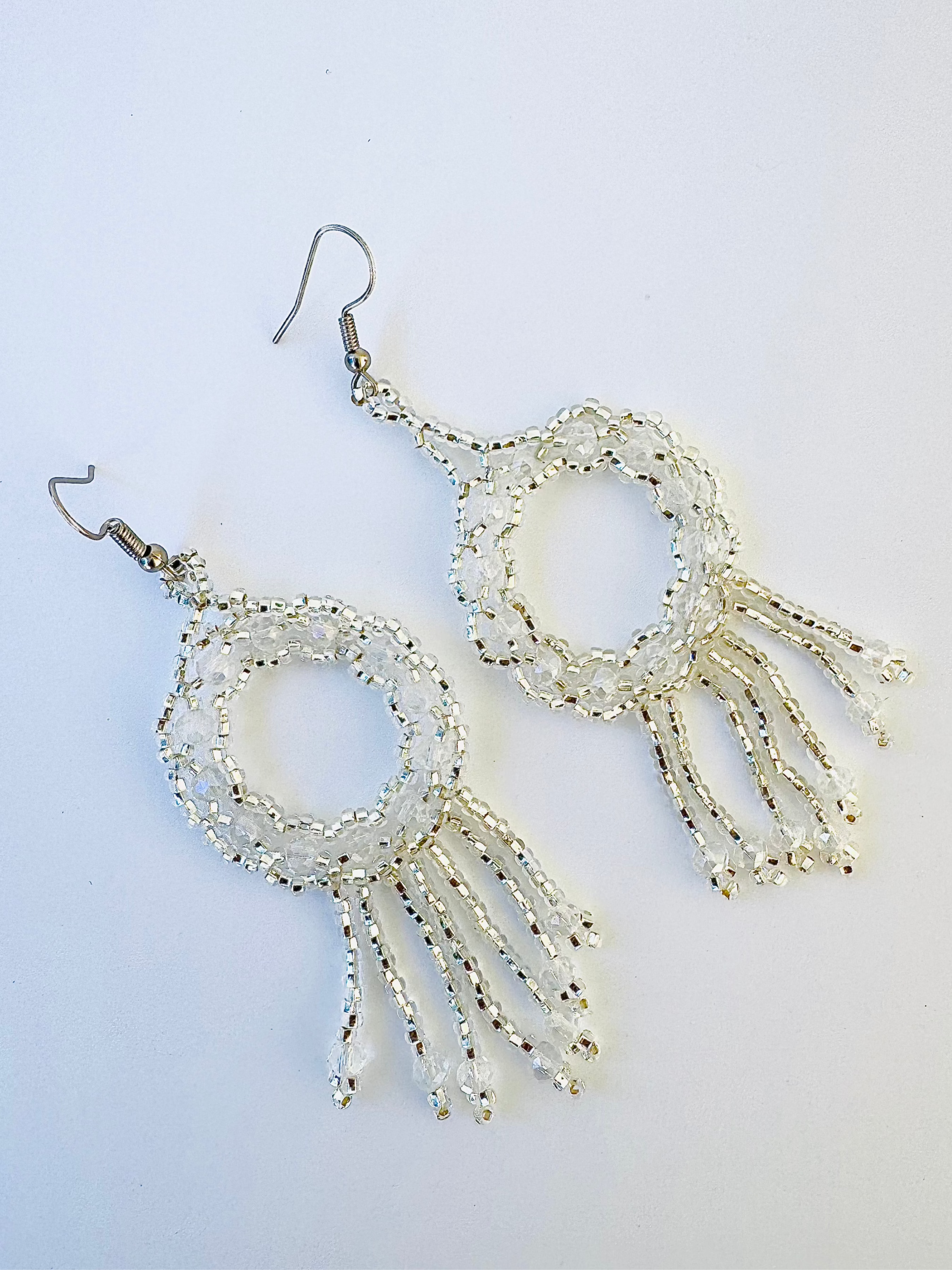 sparkly clear silver earrings