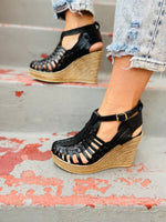 Load image into Gallery viewer, black huarache wedges
