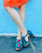 Load image into Gallery viewer, navy blue floral high heel

